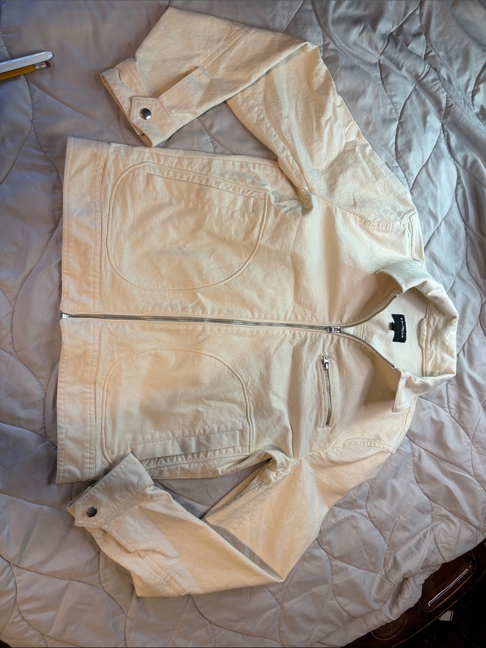 Express Men's Light Cream Zip Jacket